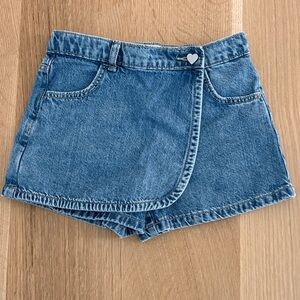 Zara Blue Denim Skort with Heart Detail